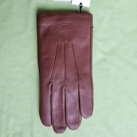 COACH MEN'S LEATHER GLOVES:NWT DARK SADDLE XL 54182 - Picture 7 of 10